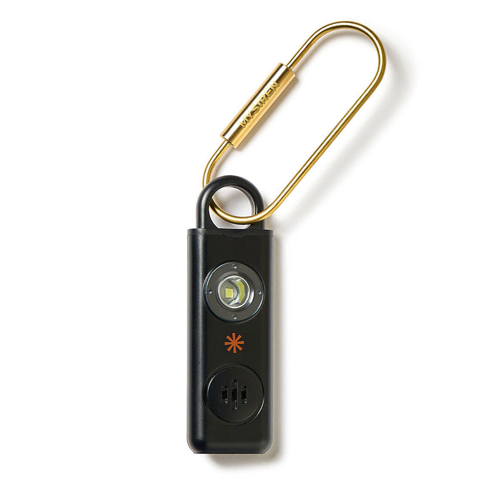 "MySiren Apple personal safety alarm in black - compact design with Find My integration"
